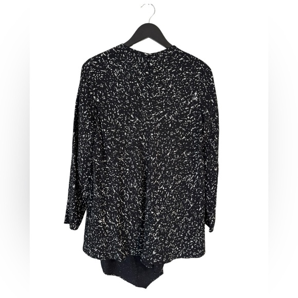 Proenza Schouler Long Sleeve Crepe Asymmetric Hem Blouse‎ 4 Black White Splatter - Picture 2 of 7